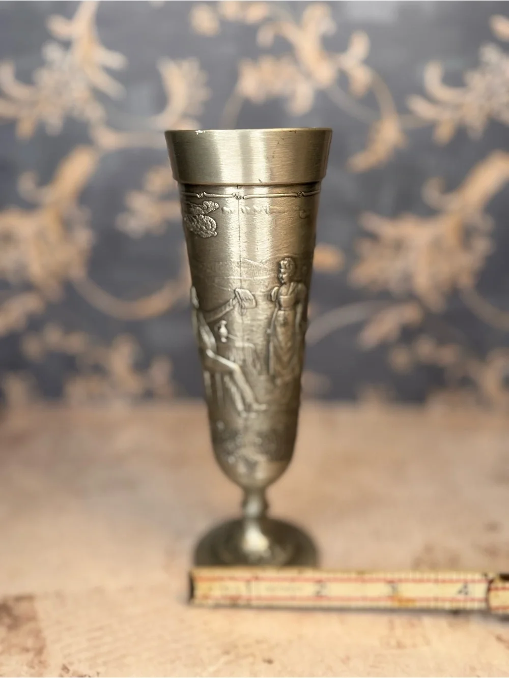 Vintage Frieling Zinn German Pewter Relief Goblet Made in Germany